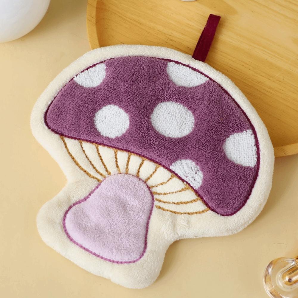 Soft Mushroom Theme Hand Towel Coral Fleece Bathroom Kerchief Toilet Handkerchief Kitchen Home