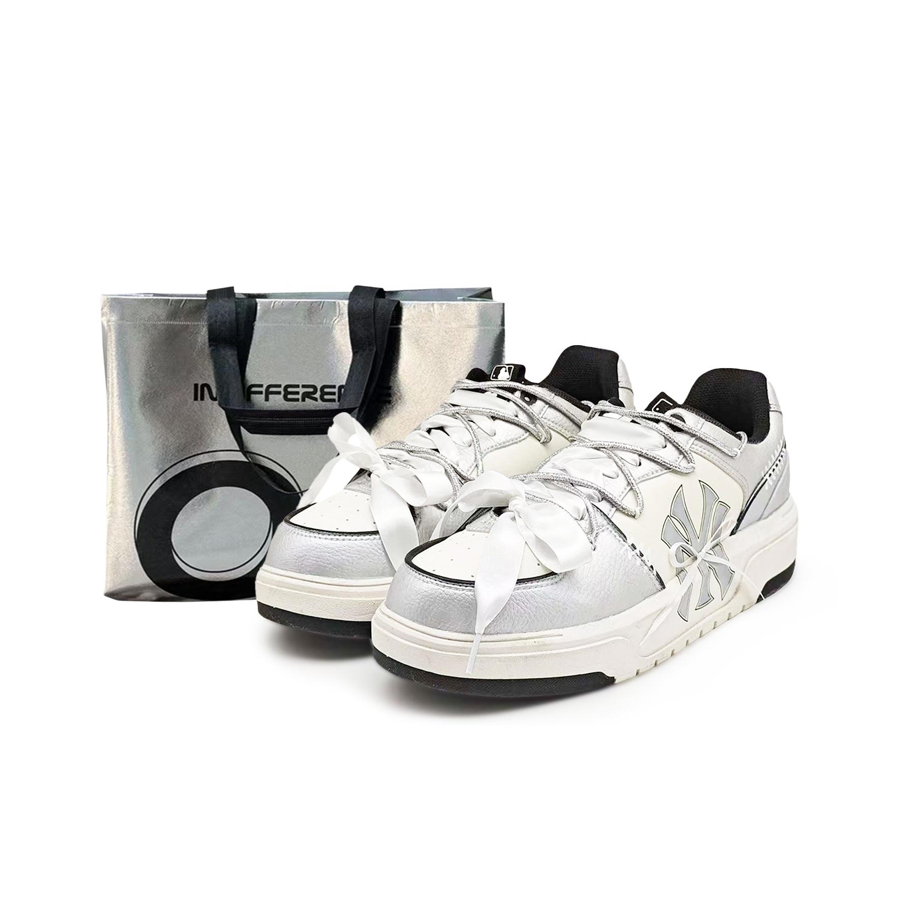 

MLB Chunky Liner Abrasion Resistant Low top Skateboard Shoes Unisex Silver White 3ASXCA12N-50WHS(Team486-2 S) 45
