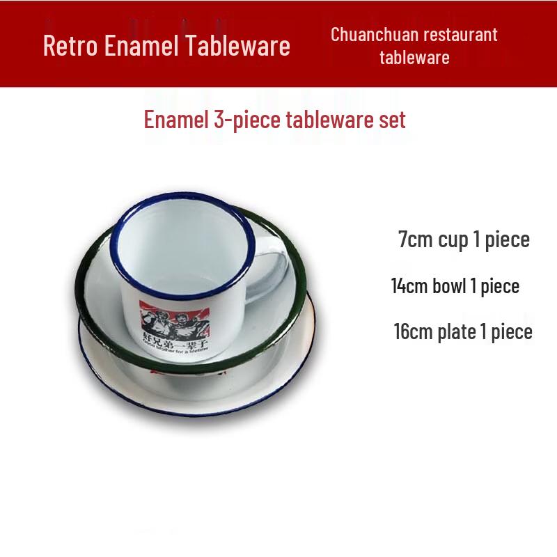 OLOEY Yellow Quotes Enamel Travel Tableware Set