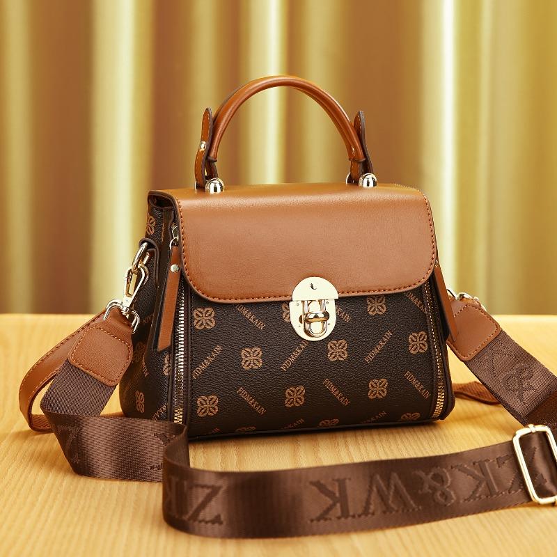 

Women s New Fashion Women s Bag Temperament Printed Large Capacity Portable Shoulder Crossbody Bag Versatile Small Square Bag коричневий