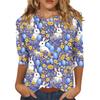Women's Tops Three-quarter Sleeve Shirt Round-neck Loose Casual Shirt Print T-shirt