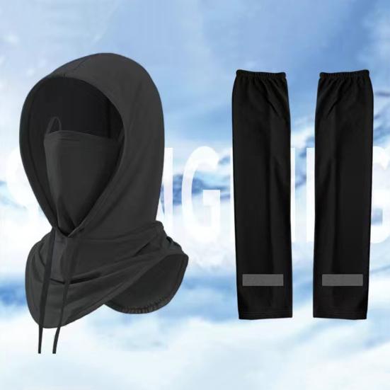 Sunscreen Face Guard Arm Sleeves Set Cooling Elasticity UV Protection Summer Outdoor Activities Face Guard Arm Cover Set