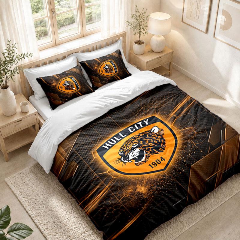 Bedding Set 1 Duvet Cover 2 Pillowcases Hull City Football Print Bedroom Home Decoration