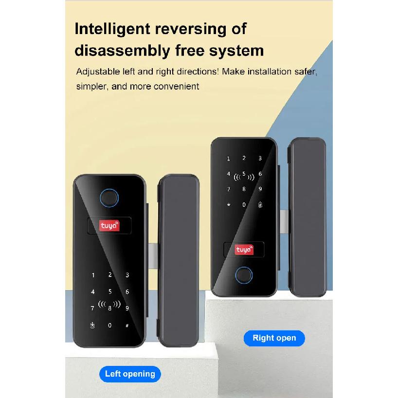 Bluetooth Electronic Glass LOCK Fingerprint Recognition Smart Lock Tuya APP Rfid Card Biometric Unlock for Glass Door Lock