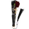 Schwarzer Rosen Spitzen Faltfächer Handgehalten Vintage Dekorativer Fächer für Spanischen Flamenco Tanz Hochzeit Braut Foto Requisite Party Zubehör