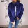 BITCED Women's Fall/Winter Imitation Fur High-Neck Zipper Casual Top Jacket