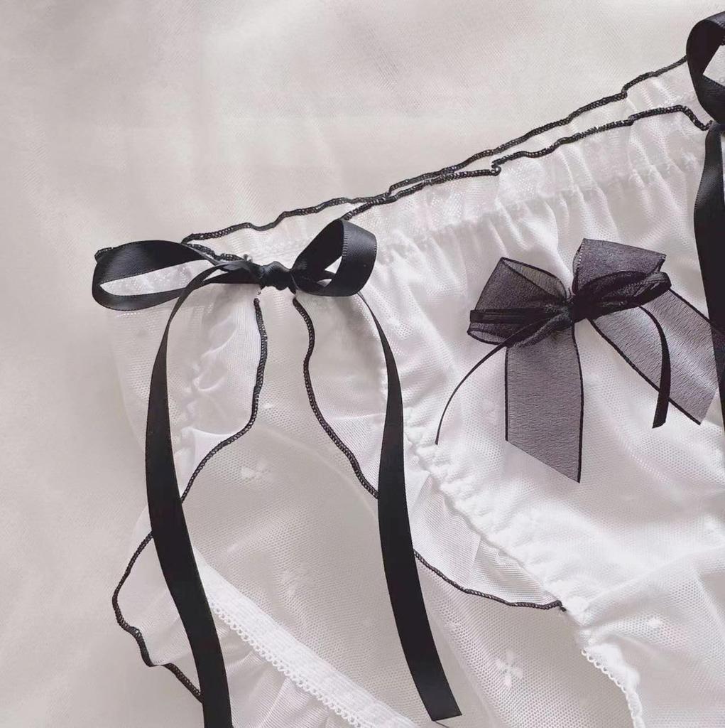 EasyTalk Sexy Ribbon and Bow Lace Super Plus Sizes and Gentle on the Skin Women's Panties, Cute, Sheer, Seductive, Girly, Non-Constricting, Available,