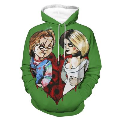 Mais novo moletom com capuz grande estampado em 3D da Child's Play Chucky masculino casual com capuz estilo filme de terror americano primavera streetwear