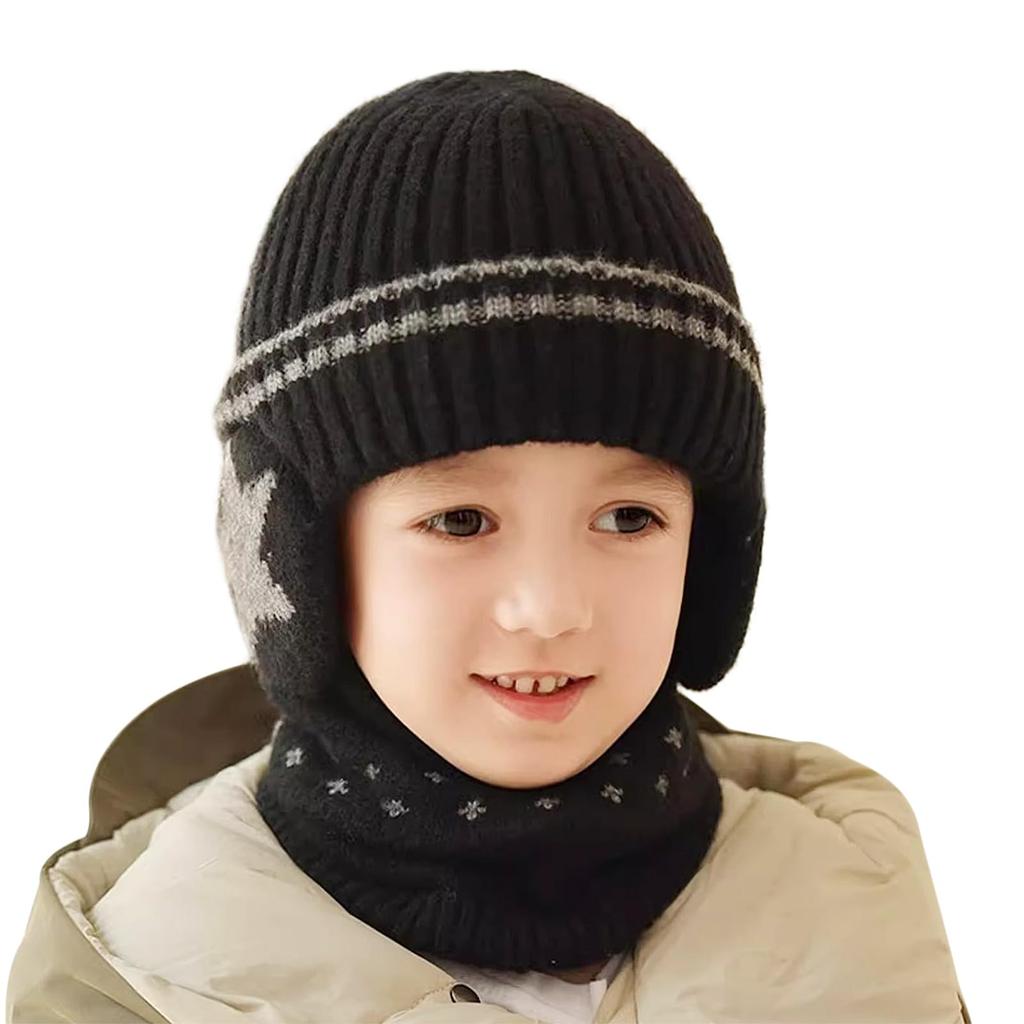 Knit Hat for with Earmuffs and Neck Knit Cold Perfect for and Outdoor Ages 9 Months 7 Available in Black and 3 Colors [RUIXIA1] Boys, Baby, Warmer,