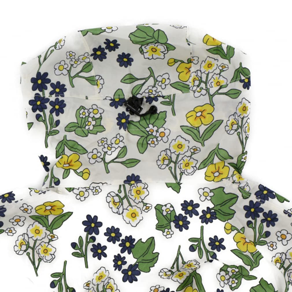 KiU Heavy Rain Poncho with Flora Size Includes Storage Children's Raincoat, Sleeves, Off-White, M, Bag, K71M-050