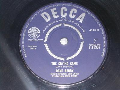 7-Zoll-Schallplatte DAVE BERRY Crying Game F11937 Decca 1964 UK Rock Gebraucht