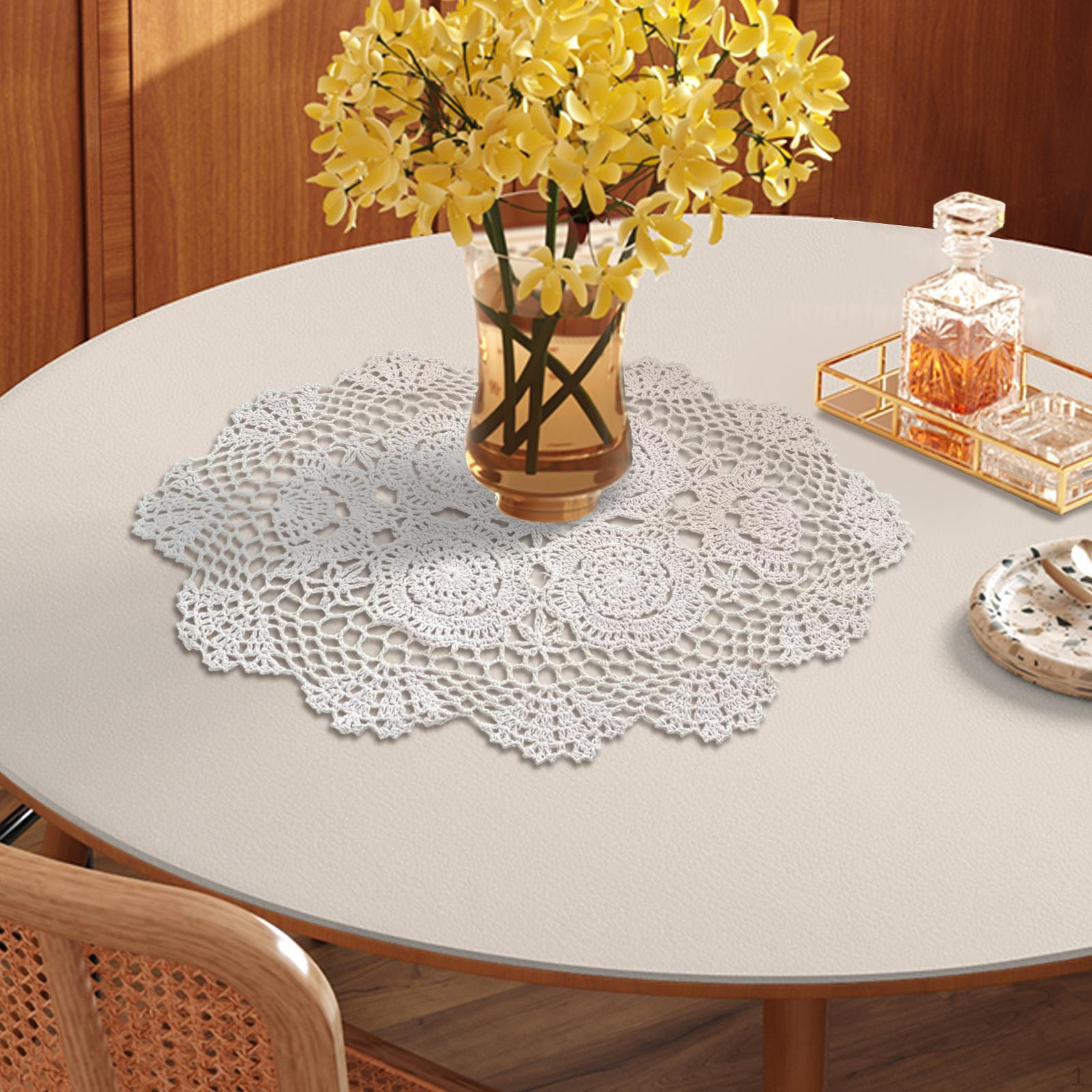 

Килимок для обіднього столика для журнального столика, ручної роботи, протиковзкий посуд, підкладки для чашок, мереживна підставка для весільного декору бежевий