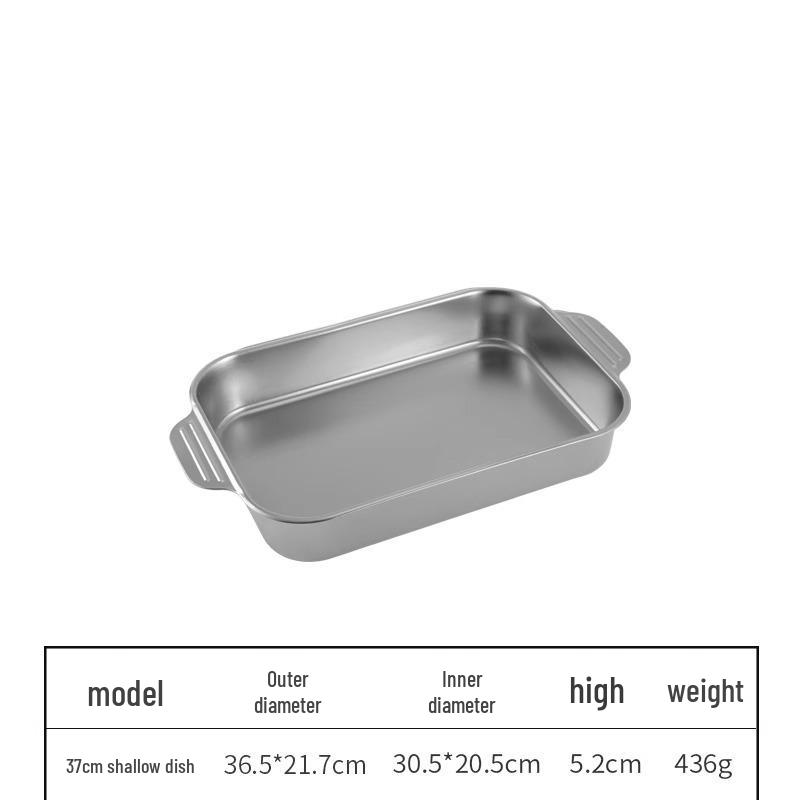 Korean 304 Stainless Steel Grilled Fish Pan, Rectangular Baking Tray with Double Ears for Serving Rice and Vegetables