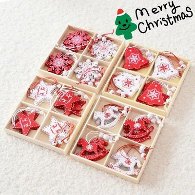 12 STÜCK/8 STÜCK Weihnachtsbaumschmuck Holz Kreativ Weihnachtskugeln Weihnachtstag Schneeflocke Fi