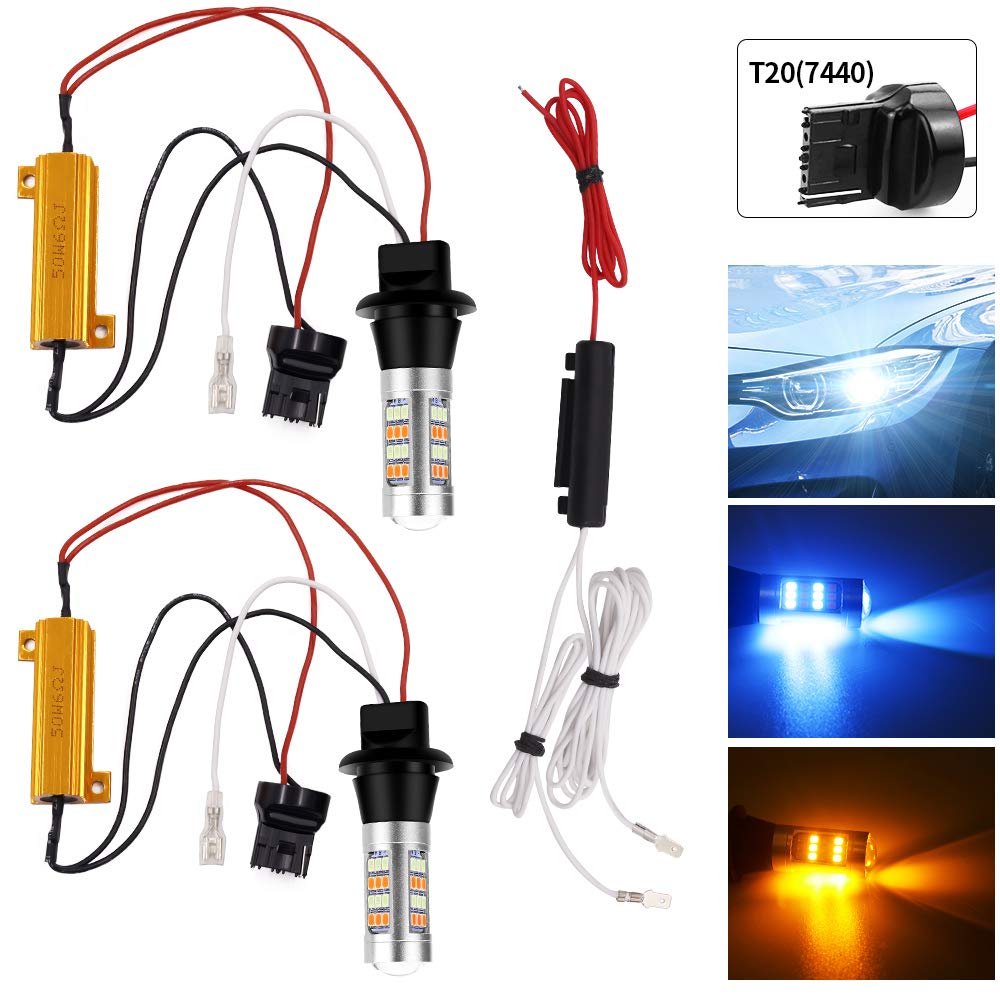 X-STYLE T20 7440 Turn Signal Position Kit, 12 V, Amber + Ice Blue, 2