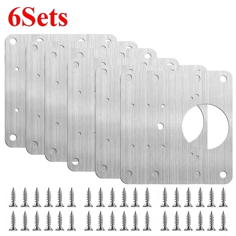 Cabinet Door Hinge Repair Plate with Screws & Brackets, Heavy Duty Kitchen Furniture Mounting Hardware for Easy Installation
