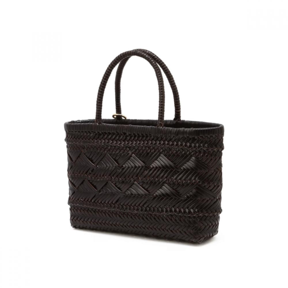 Daks Dark Brown Leather Mesh Tote Bag Dcba6e301w3