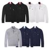 Men's Slim Fit Stand Collar Cardigan Sweater with Small Horse Logo - Spring & Autumn Long Sleeve Knitwear