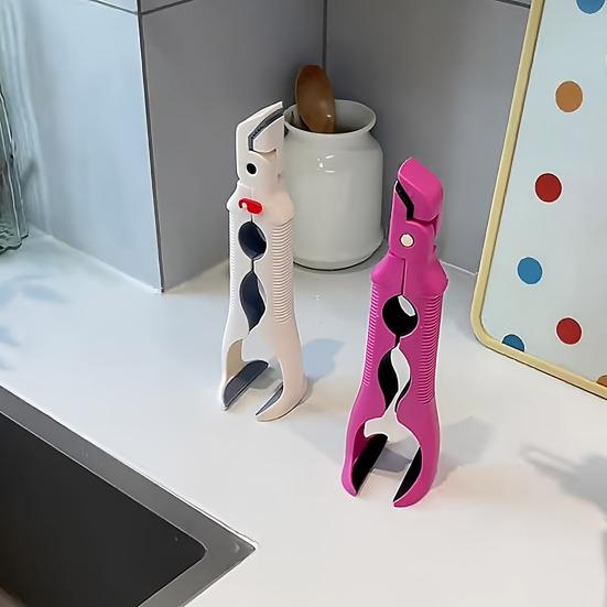 Anti-scald Bowl Clamp 3-in-1 Heat-Resistant Kitchen Tongs with Built-in Jar Opener Multi-angle Hot Plate Gripper Tongs