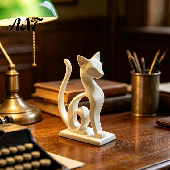 Detailed Home Interior Decor Minimalist 3D Printed Cat Figurine, Decorative Animal Statue Ornament, Creative Unique Pla Figurines Small Desktop