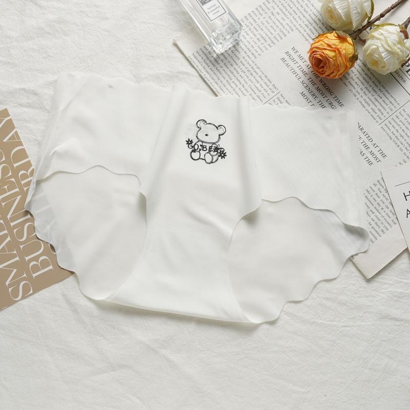 Damen Nahtlose Slips Weibliche Einfarbige Unterwäsche Sexy Eis Seide Bequeme Unterhosen Mädchen Slips Unsichtbare Dessous