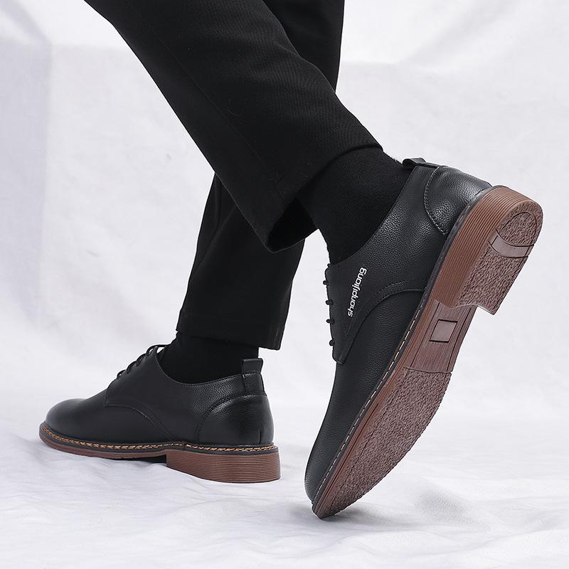 Men's shoes spring and autumn trendy shoes 2025 new Korean version British youth trend lace-up casual leather shoes men 2025