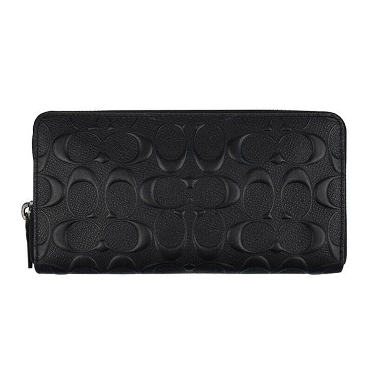 Coach Accordion Portemonnee 19 Klassiek Logo Accordion Ritssluiting Rondom Lange Portemonnee Heren Portemonnee Zwart 58113-BLK Basic Set (Bag+Dust Bag)