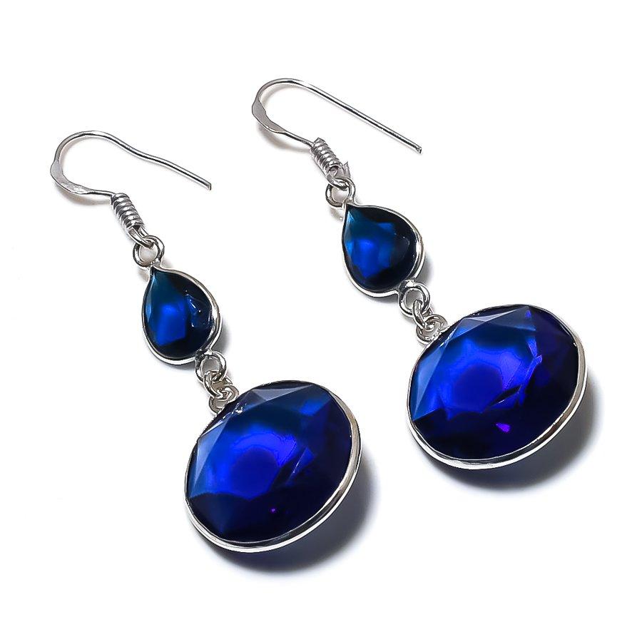 

Natural Blue Topaz Gemstone 925 Sterling Silver Jewelry Earring 2.21 D3v69