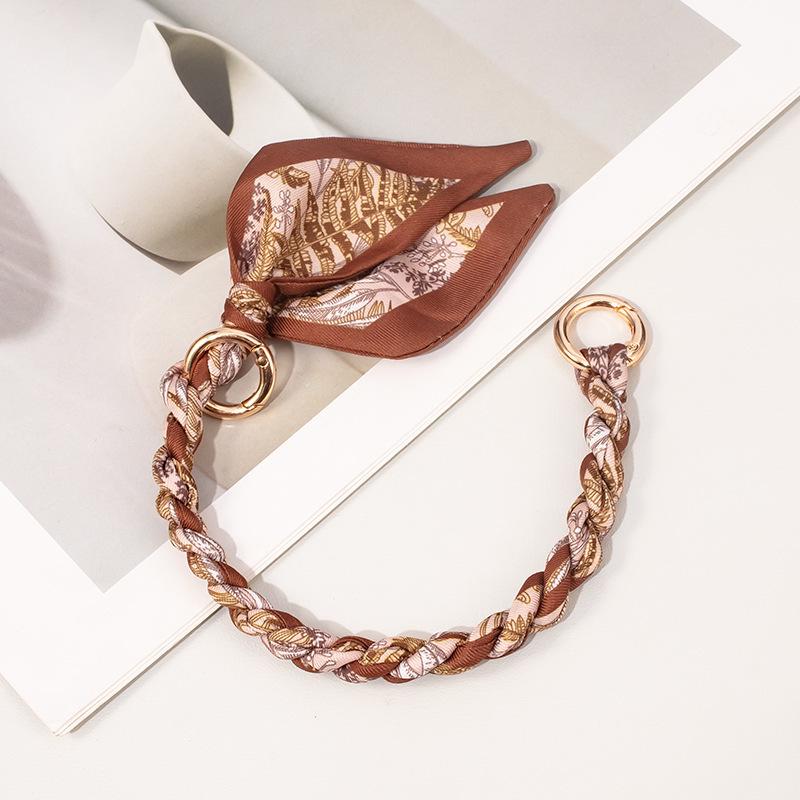 

Знаменитый шелковый шарф - ремешок для сумки: Универсальная короткая цепочка и держатель для мобильного телефона Braided Scarf Strap