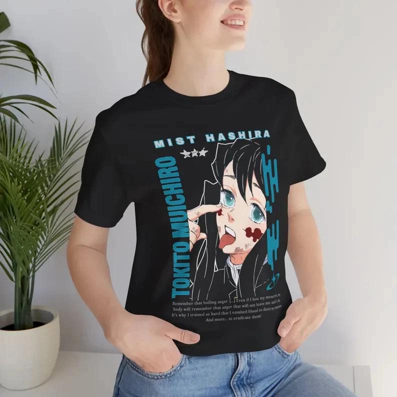 Anime Demon Slayer Muichiro Black T Shirt Size S 4XL S