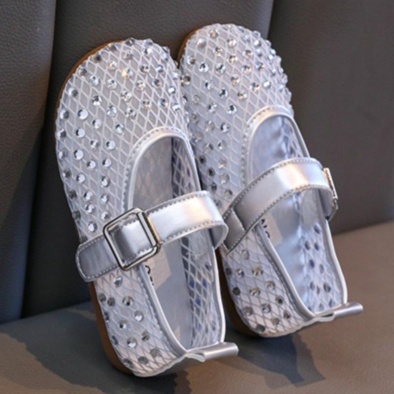 Kids Girls Fragrant Style Flat Shoes, Spring Summer Crystal Shallow Mouth Princess Casual Loafers