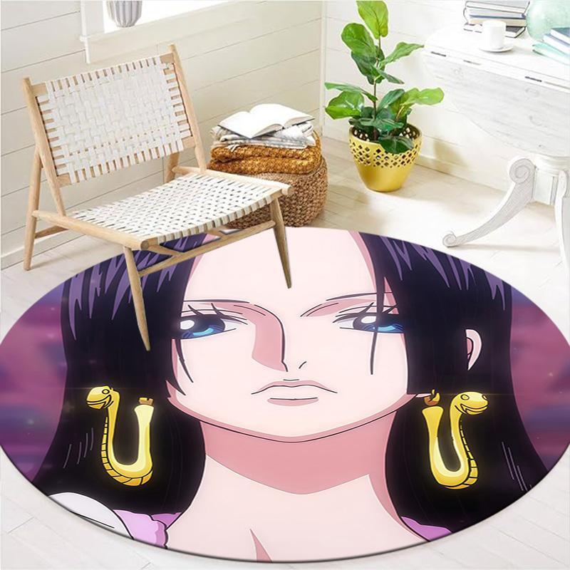 Anime One Piece Round Area Rug Carpet Rug For Living Room Bedroom Sofa Playroom Decor Nonslip Floor Mat