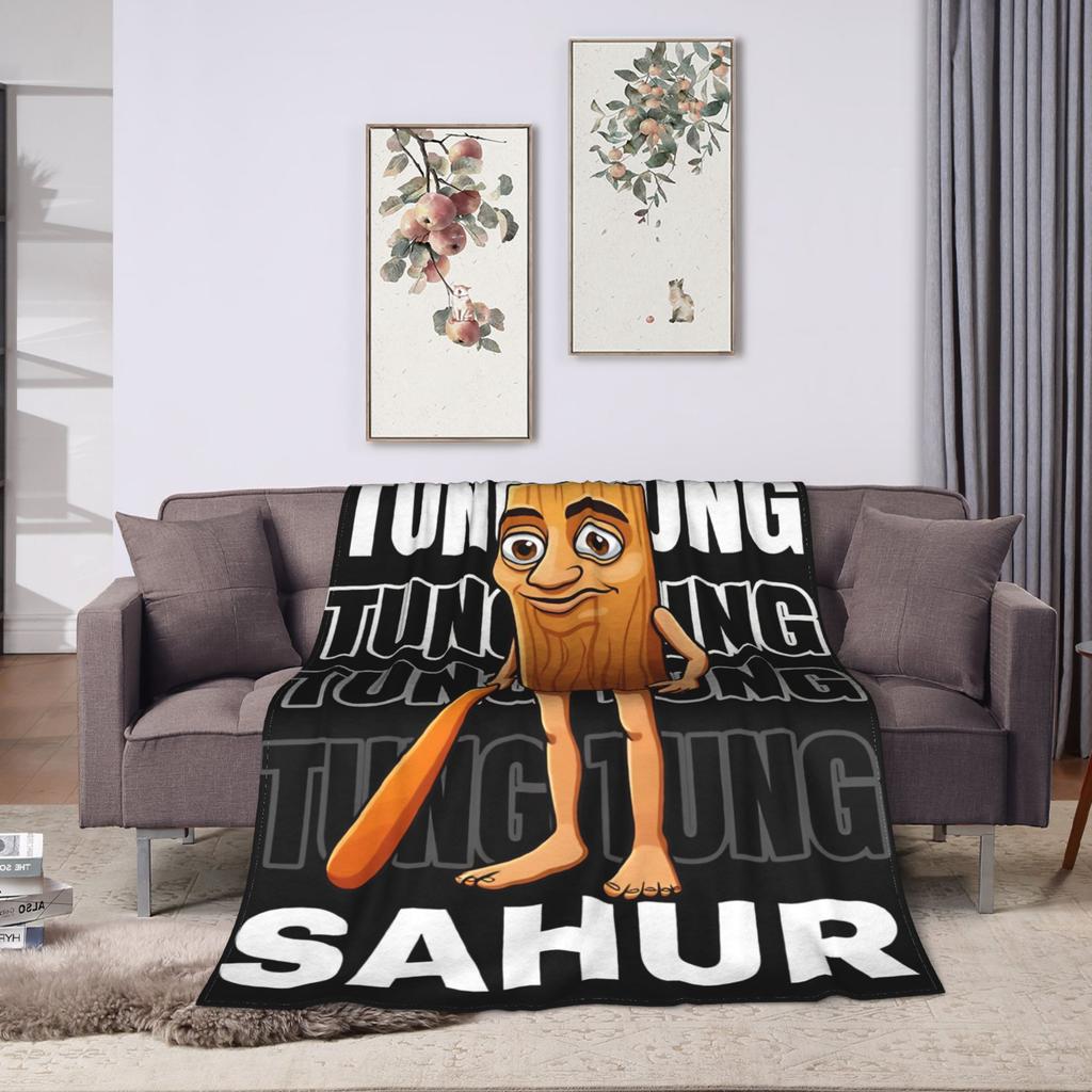 Tung Tung Sahur Plush Blanket Child  Flannel Throw Blanket For Couch Chair Super Soft Design Quality Bedspread Birthday Present