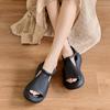 Fashion 5CM Genuine Leather Peep Toe Summer Ankle Booties Women Sandal Hollow Fashion Platform Wedge Flats Shoes Hook Flats