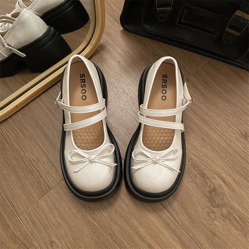 

French thick high-heeled Mary Jane single shoes women s 2025 summer new small jk single shoes platform silver small leather shoes 35 белый