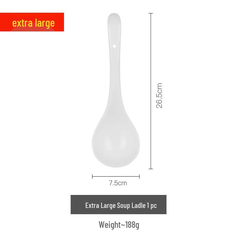 Pure White Large Ceramic Serving Spoon