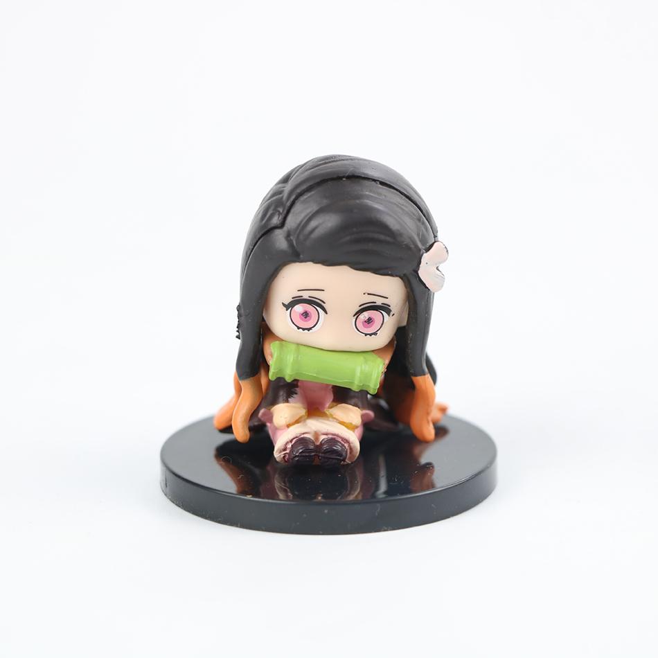 Demon Slayer Figure Toy Anime Kimetsu No Yaiba Q Version Sitting Tanjiro Nidouzi Inosuke Zenizu PVD Figurine Model Doll Gifts