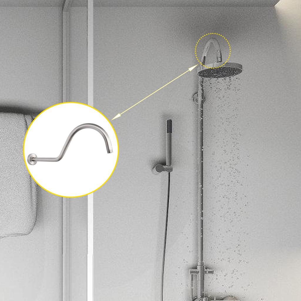 High Arc S Shaped Shower Arm Fashionable Shower Arm Luxury Bathroom Upgrade Steel for Stylish & Rust Frees Bath Space
