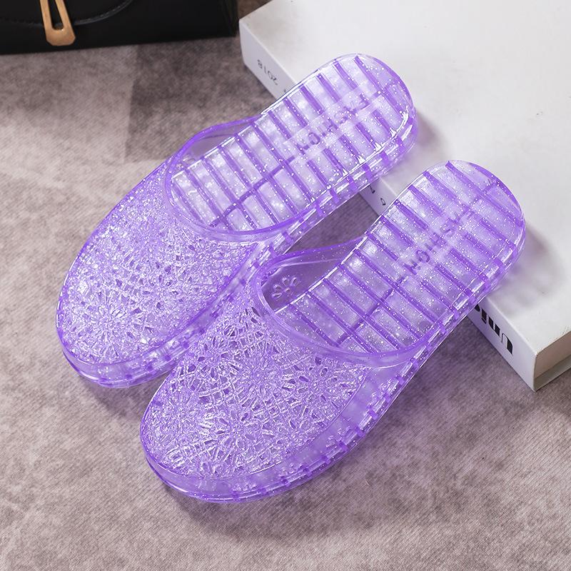 

Летние тапочки с кристаллами и головкой, модные летние женские сандалии на плоской подошве, нескользящие полые туфли из желе 41