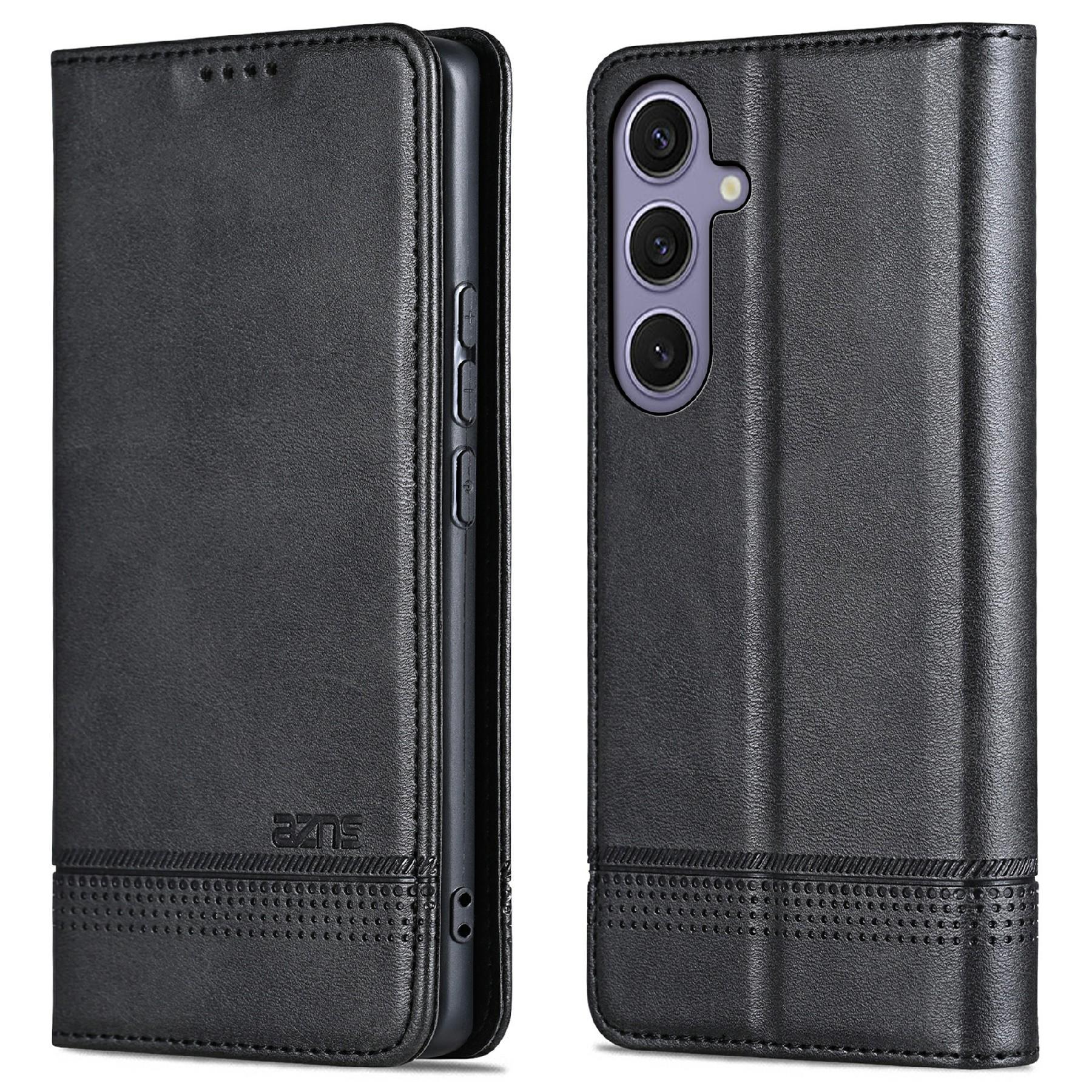 

AZNS Чехол для Samsung Galaxy A56 5G Кошелек-чехол для телефона из ПУ кожи с текстурой коровьей кожи Black