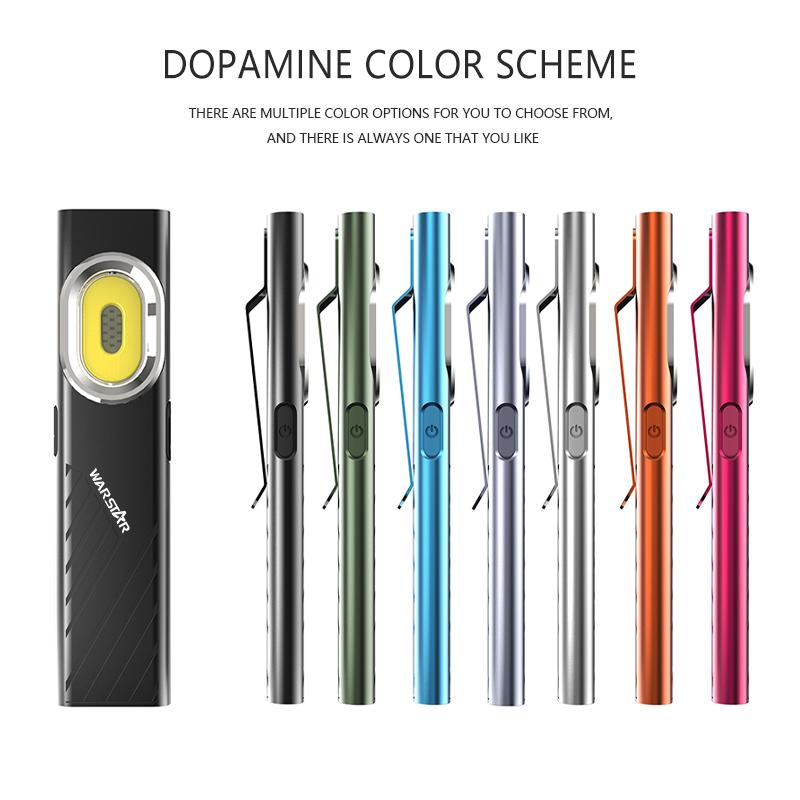 Dual Light Source Magnetic W T7 Ultra-Thin Flashlight | 600 Lumens Strong Light Portable Work Light | Back Clip with Magnetic Bottom