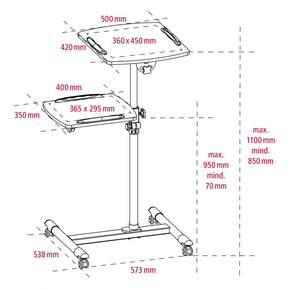 Projector stand with two shelves
