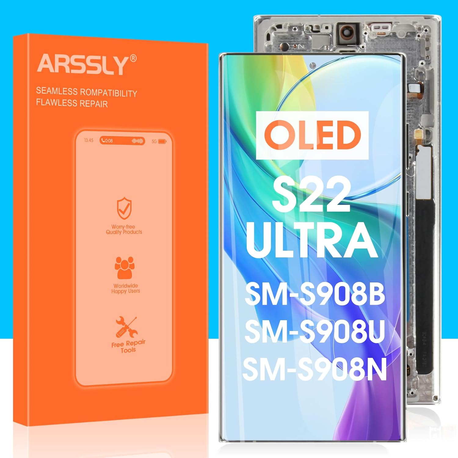 Замена OLED-экрана для Samsung Galaxy S22 Ultra 5G S908 LCD-дисплей для Samsung S22 Ultra Сенсорный экран в сборе с