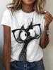 European sizesCasual Style Top, Breathable and  100%, Fashionable Women's Clothing, Crew Neck, Slight Stretch Fabric, Suitable for All Seasons