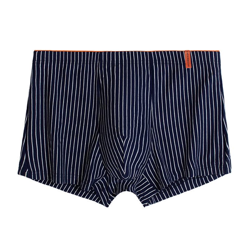 Men's Breathable Cotton Boxer Briefs with Antibacterial Crotch - Japanese Style Stripes