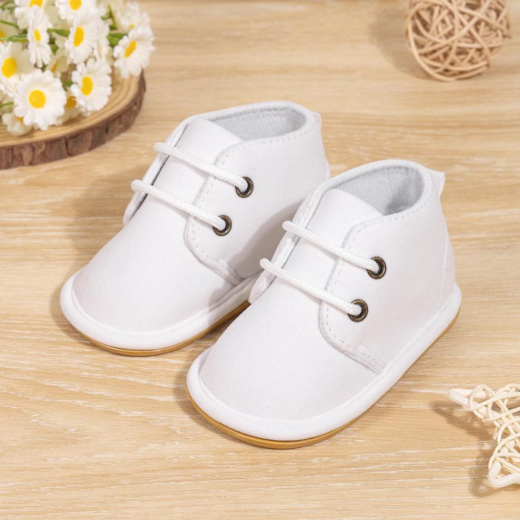 Autumn/Winter Non-Slip Lace-Up Baby Boots with Rubber Sole