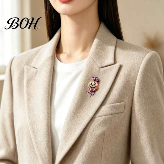 Pumpkin Candy Brooch Halloween Rhinestone Brooch, Men Women Alloy Lapel Pin, Wear-resistant Sweater Cardigan Coat Clothing Accessories, Costume