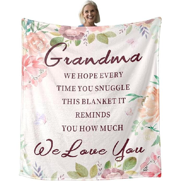 Grandma Blanket Gifts for Mothers Day, Birthday Gifts for Grandma, Christmas Throw Blanket, Abuelita Gifts, Grandma Gifts from Grandchildren, Best 80 x60