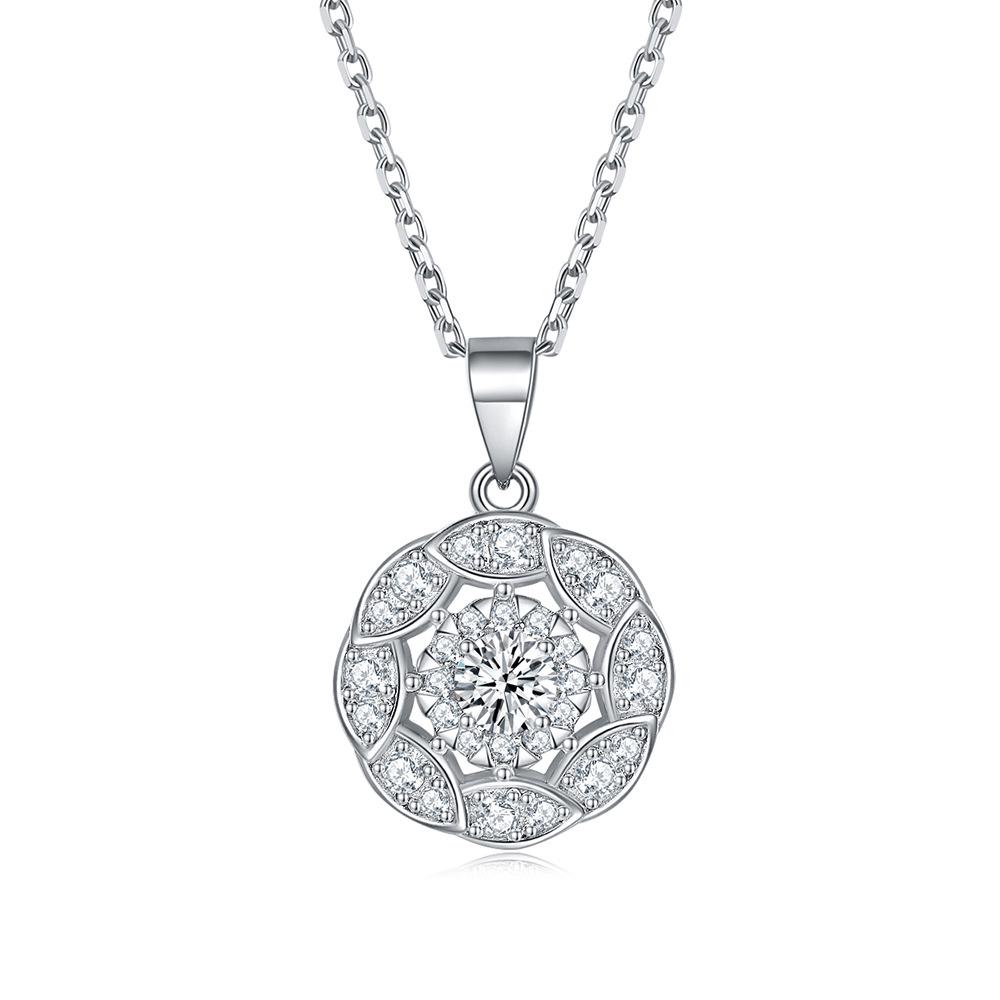 S925 Sterling Silver Zirconia Jewelry Set: Row Ring, Stud Earrings, Necklace – Exquisite Three-Piece Collection