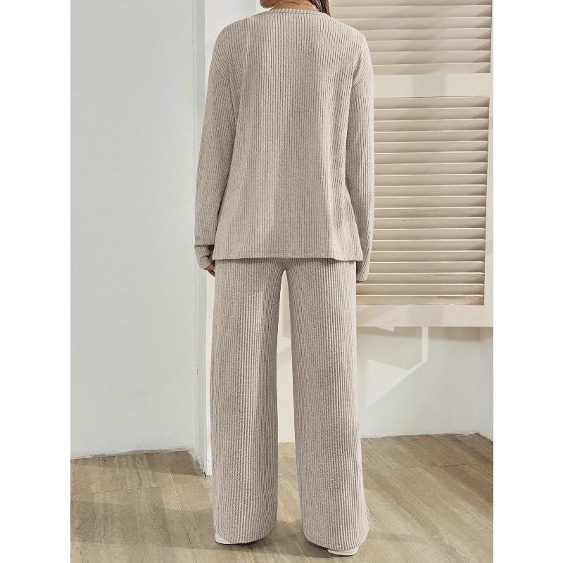 Autumn and Winter Knitted Cardigan Top with Adjustable Waist, Casual Loose Pants, Maternity Suit